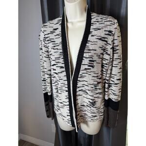 Nic & Zoe Women's Small Mix Knit Cardigan Button Embellishment Trendy Boho